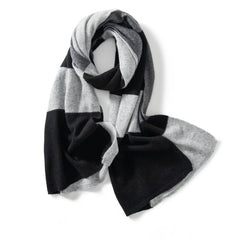 Soft Knit Wrap Cashmere Block-Stripe Scarf Unisex