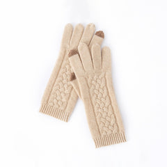 Pure Cashmere Cable Knit  Touch Screen Gloves