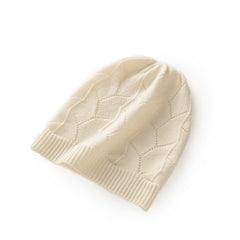Cashmere Knitted Leaf Openwork Beanies Hat Bonnet