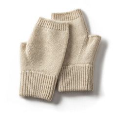 Soft Ribbed Knit Pure Cashmere Fingerless Mittens Gloves