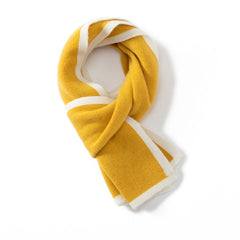 Soft Winter Knit Wrap Contrast Trim 100% Cashmere Scarf