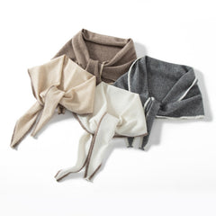 100% Cashmere Knitted Triangle Scarf Contrast Small Shawl