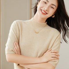 Mock Neck Cashmere Pullover Knit Top Sweater For Women