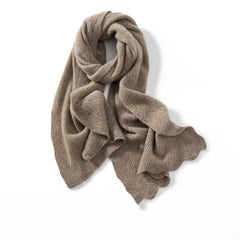 Long Pure Cashmere Leaf Pattern Scarf Knitted Cashmere Shawl Wrap