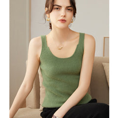 Soft V-Neck 100% Cashmere Ribbed Knit Tank Top Sweater Vest