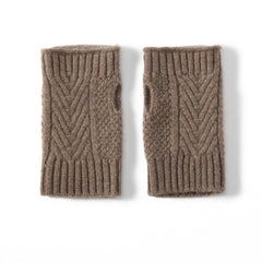 Cashmere Cable Knit Fingerless Wrist Half-Finger Gloves