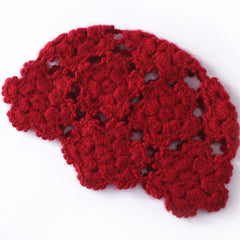 Cutout Floral Skull Cap Knit Beanie Cloche Crochet Hat
