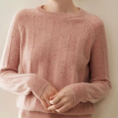 Women’s Ribbed Pullover Soft Knit Top Speckled Cashmere Sweater