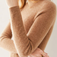 Women's Pure Cashmere Mock Neck Soft Knit Slim Fit Sweater