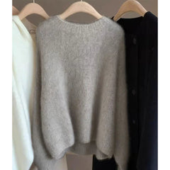 Women's Soft Relaxed Cashmere Crew Neck Fit Knit Pullover Sweater