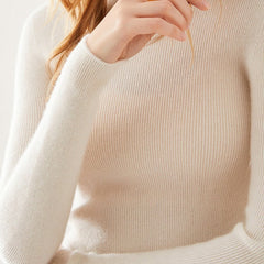 Women's Pure Cashmere Mock Neck Soft Knit Slim Fit Sweater