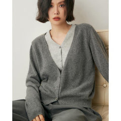 Cashmere Women's V-Neck Knit Layering Cardigan Sweater