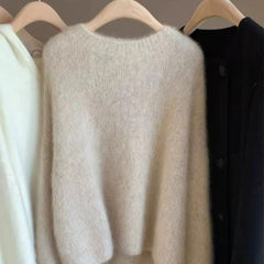 Women's Soft Relaxed Cashmere Crew Neck Fit Knit Pullover Sweater