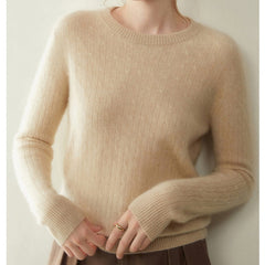 Women's Soft Lightweight Classic Pullover Wool Cable Knit Crew Neck Sweater