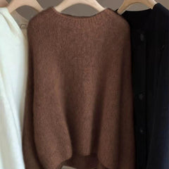 Women's Soft Relaxed Cashmere Crew Neck Fit Knit Pullover Sweater