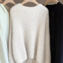 Women's Soft Relaxed Cashmere Crew Neck Fit Knit Pullover Sweater