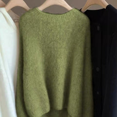 Women's Soft Relaxed Cashmere Crew Neck Fit Knit Pullover Sweater
