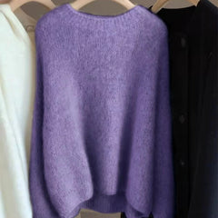 Women's Soft Relaxed Cashmere Crew Neck Fit Knit Pullover Sweater