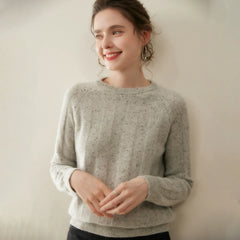 Women’s Ribbed Pullover Soft Knit Top Speckled Cashmere Sweater