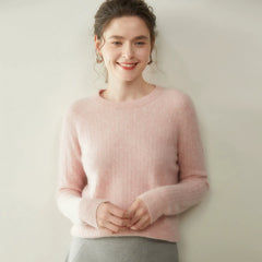Women's Soft Lightweight Classic Pullover Wool Cable Knit Crew Neck Sweater