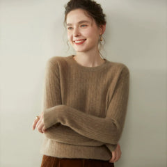 Women's Soft Lightweight Classic Pullover Wool Cable Knit Crew Neck Sweater