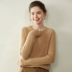 Women's Soft Lightweight Classic Pullover Wool Cable Knit Crew Neck Sweater