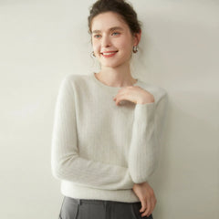 Women's Soft Lightweight Classic Pullover Wool Cable Knit Crew Neck Sweater