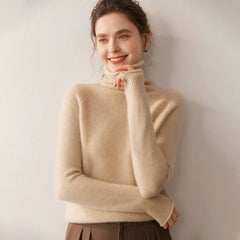 Soft Lightweight Raglan Sleeve Knit Pullover Cashmere Wool Turtleneck Sweater