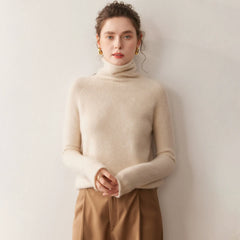 Soft Lightweight Raglan Sleeve Knit Pullover Cashmere Wool Turtleneck Sweater
