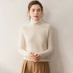 Soft Lightweight Raglan Sleeve Knit Pullover Cashmere Wool Turtleneck Sweater