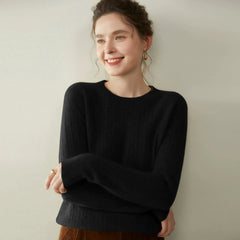 Women's Soft Lightweight Classic Pullover Wool Cable Knit Crew Neck Sweater