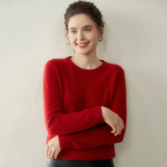 Women's Soft Lightweight Classic Pullover Wool Cable Knit Crew Neck Sweater