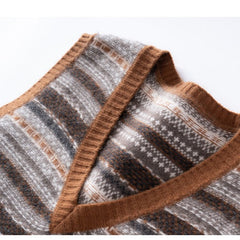 Casual Women's Cashmere Striped V-Neck Wool Knit Sweater Vest