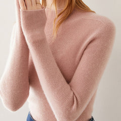 Women's Pure Cashmere Mock Neck Soft Knit Slim Fit Sweater