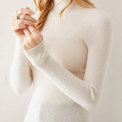 Women's Pure Cashmere Mock Neck Soft Knit Slim Fit Sweater