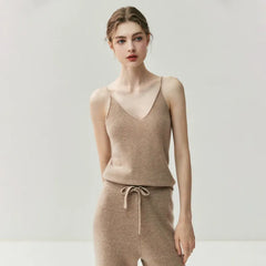 Women's Cashmere Lightweight V-Neck Knit Camisole Tank Top