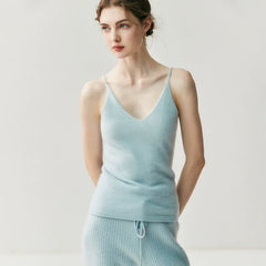 Women's Cashmere Lightweight V-Neck Knit Camisole Tank Top