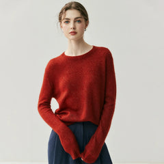 Women's Cashmere Crew Neck Lightweight Knit Pullover Sweater