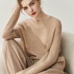 Women's Cashmere Crew Neck Lightweight Knit Pullover Sweater