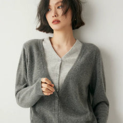 Cashmere Women's V-Neck Knit Layering Cardigan Sweater