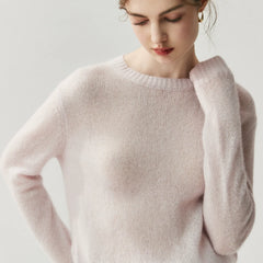 Women's Cashmere Crew Neck Lightweight Knit Pullover Sweater