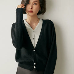 Cashmere Women's V-Neck Knit Layering Cardigan Sweater
