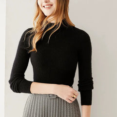 Women's Pure Cashmere Mock Neck Soft Knit Slim Fit Sweater