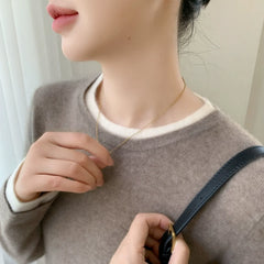 Women's Color-Blocked Contrast Trim Crew Neck Cashmere Sweater