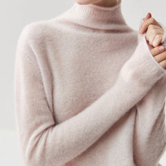 Women's Cashmere Silk Turtleneck Sweater Lightweight Knit Top