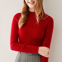 Women's Pure Cashmere Mock Neck Soft Knit Slim Fit Sweater