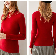 Women's Pure Cashmere Mock Neck Soft Knit Slim Fit Sweater