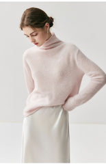 Women's Cashmere Silk Turtleneck Sweater Lightweight Knit Top