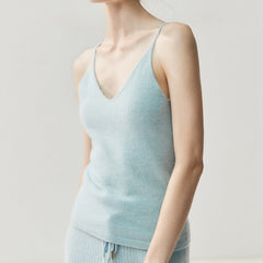 Women's Cashmere Lightweight V-Neck Knit Camisole Tank Top