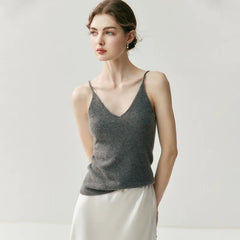Women's Cashmere Lightweight V-Neck Knit Camisole Tank Top
